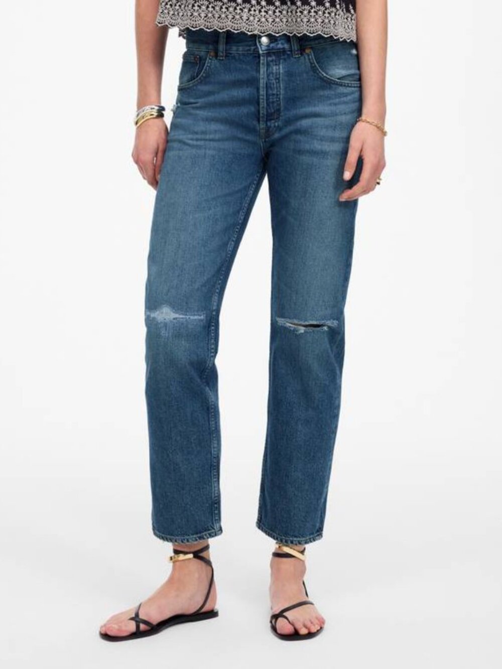 NEW MADEWELL Women’s The Dean Easy Straight Crop Jeans Size 26 Labette WashBlue